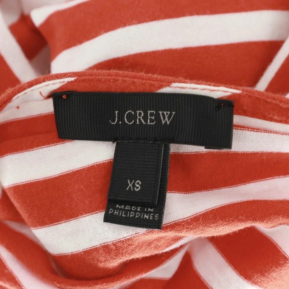 J. Crew Red White Stripe Lace Short Sleeve Crewneck Pullover Cotton Top F7534 XS
